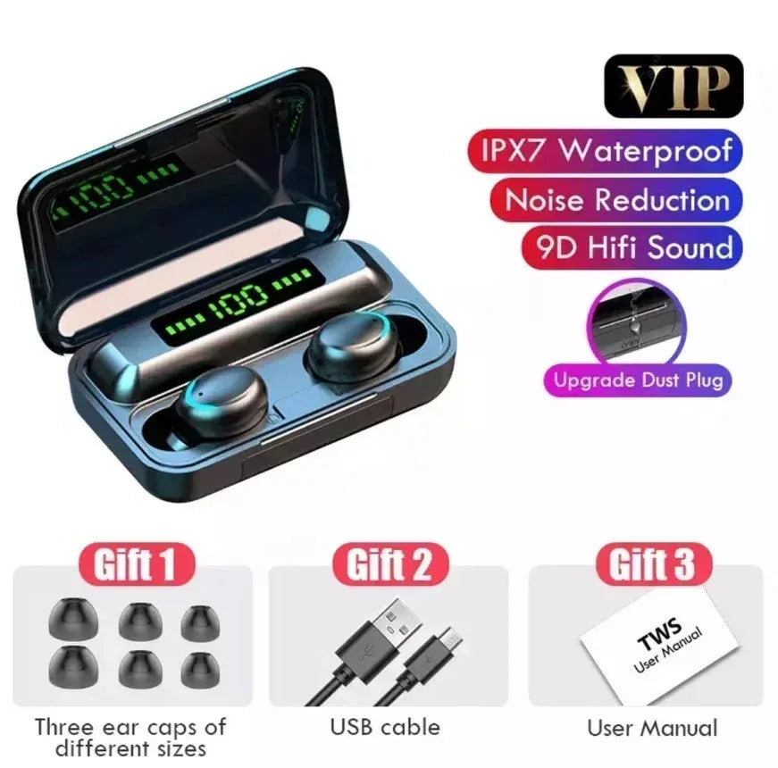 Auriculares TWS F9-5 Bluetooth 5.3 Auriculares inalámbricos estéreo Hifi deportivos impermeables Auriculares Audífonos con micrófono manos libres