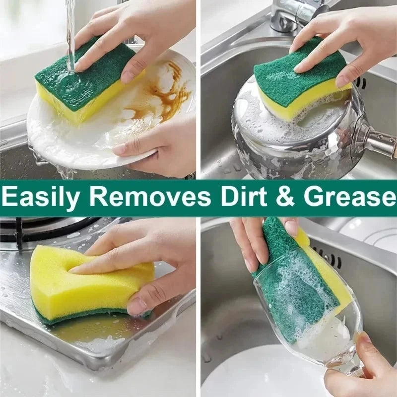 Éponge magique double face pour motos, casseroles et cuisines - éponge de nettoyage anti-graisse très résistante