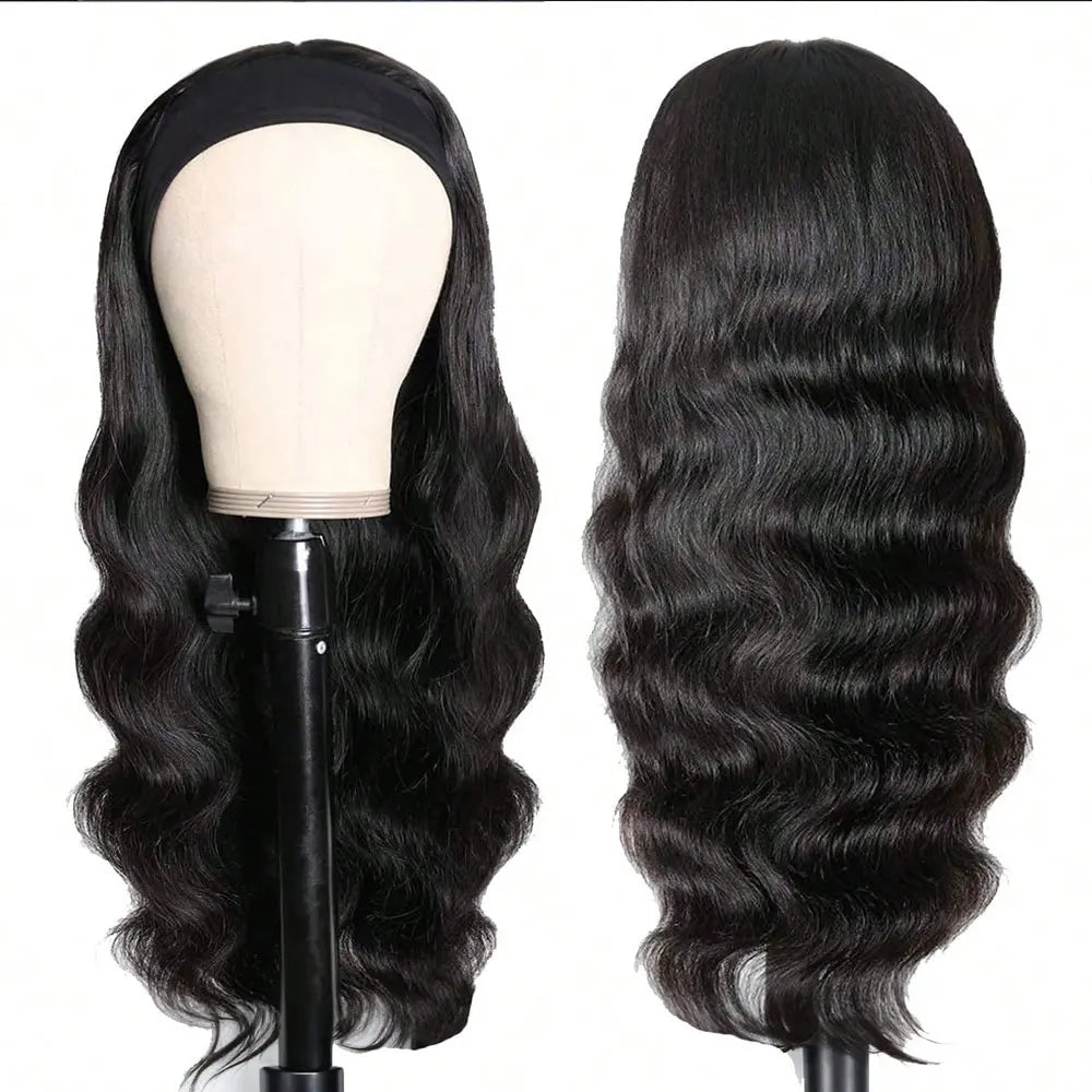 Peluca de Diadema Ondulada Humana, Media Peluca de Diadema Rizada para Mujer, Peluca de Cabello Humano Liso de Onda Profunda