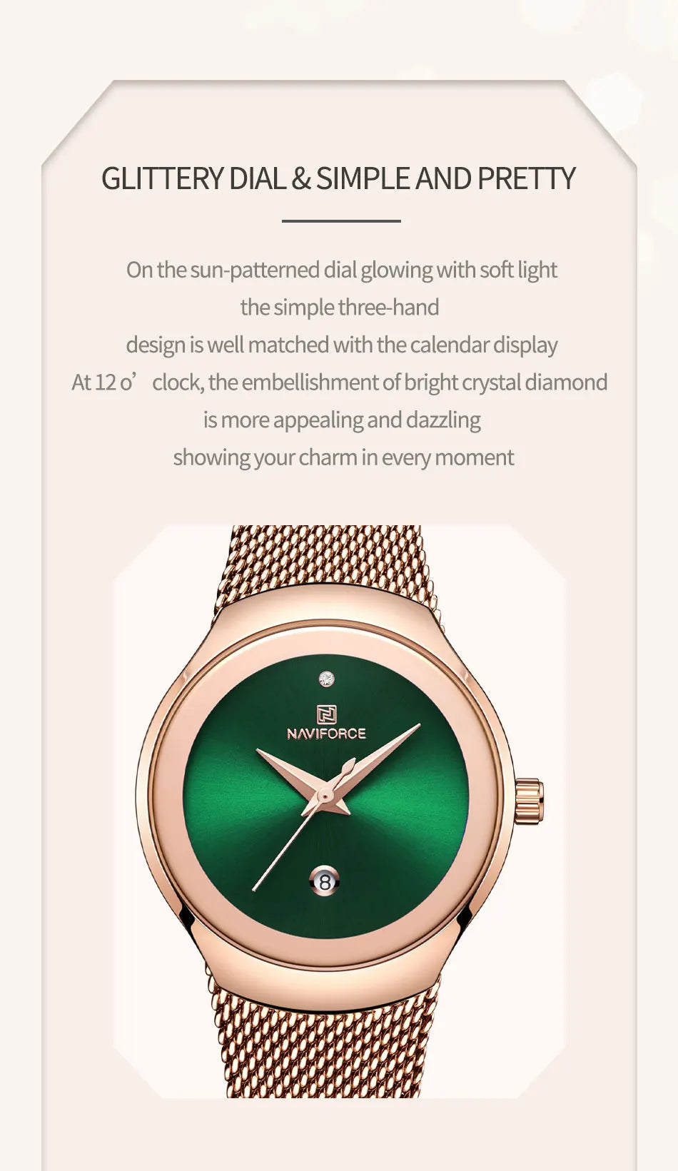 NAVIFORCE 2024 Relojes de mujer Lujo Oro Rosa Ultra Fino Reloj de Señora Lujo Impermeable Reloj de Pulsera de Cuarzo Mujer Reloj Femenino
