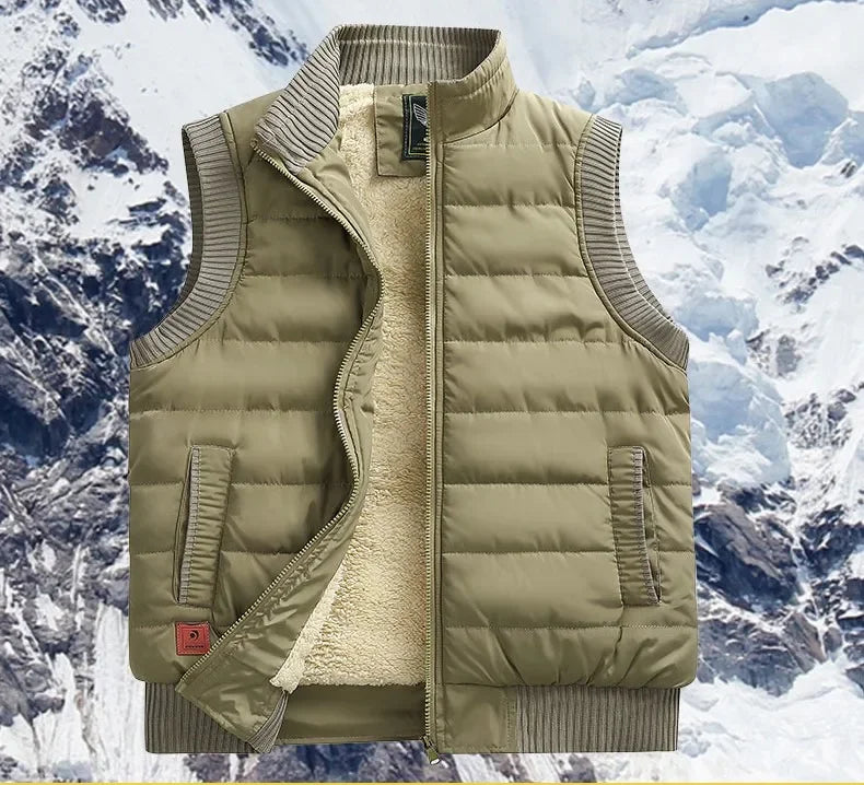 Chaleco de hombre, ligero, acolchado, grueso, sin mangas, chalecos polares, chaqueta de invierno para hombre, abrigo cálido, talla grande 6XL, para exteriores