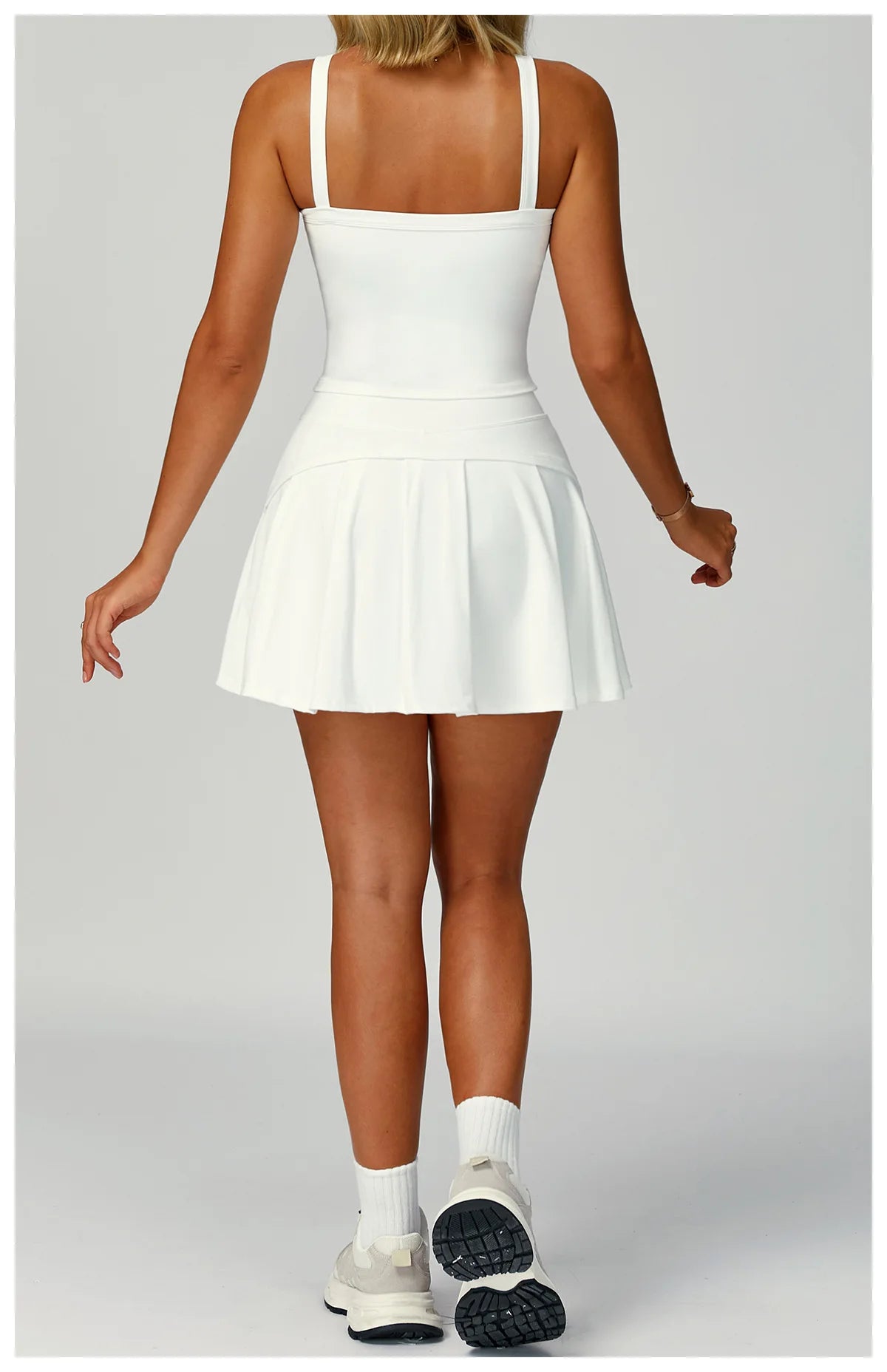 Conjunto de camiseta y falda de tenis para mujer, ropa deportiva de verano, bádminton, golf, yoga, correr al aire libre, color negro, blanco, rosa.