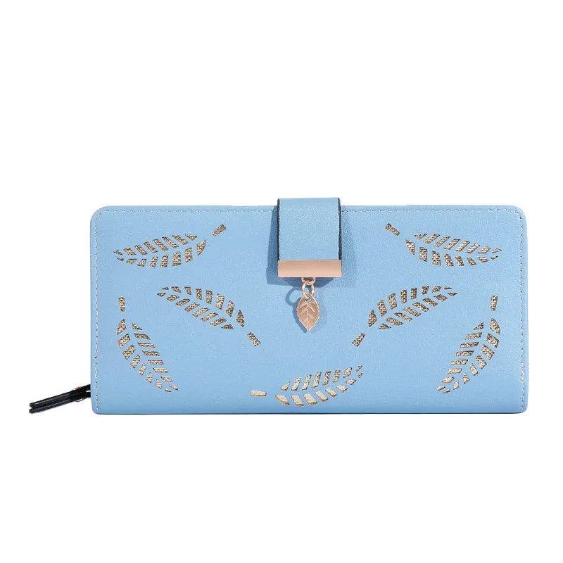 PU Leather Long Wallet (Hollow Leaf)