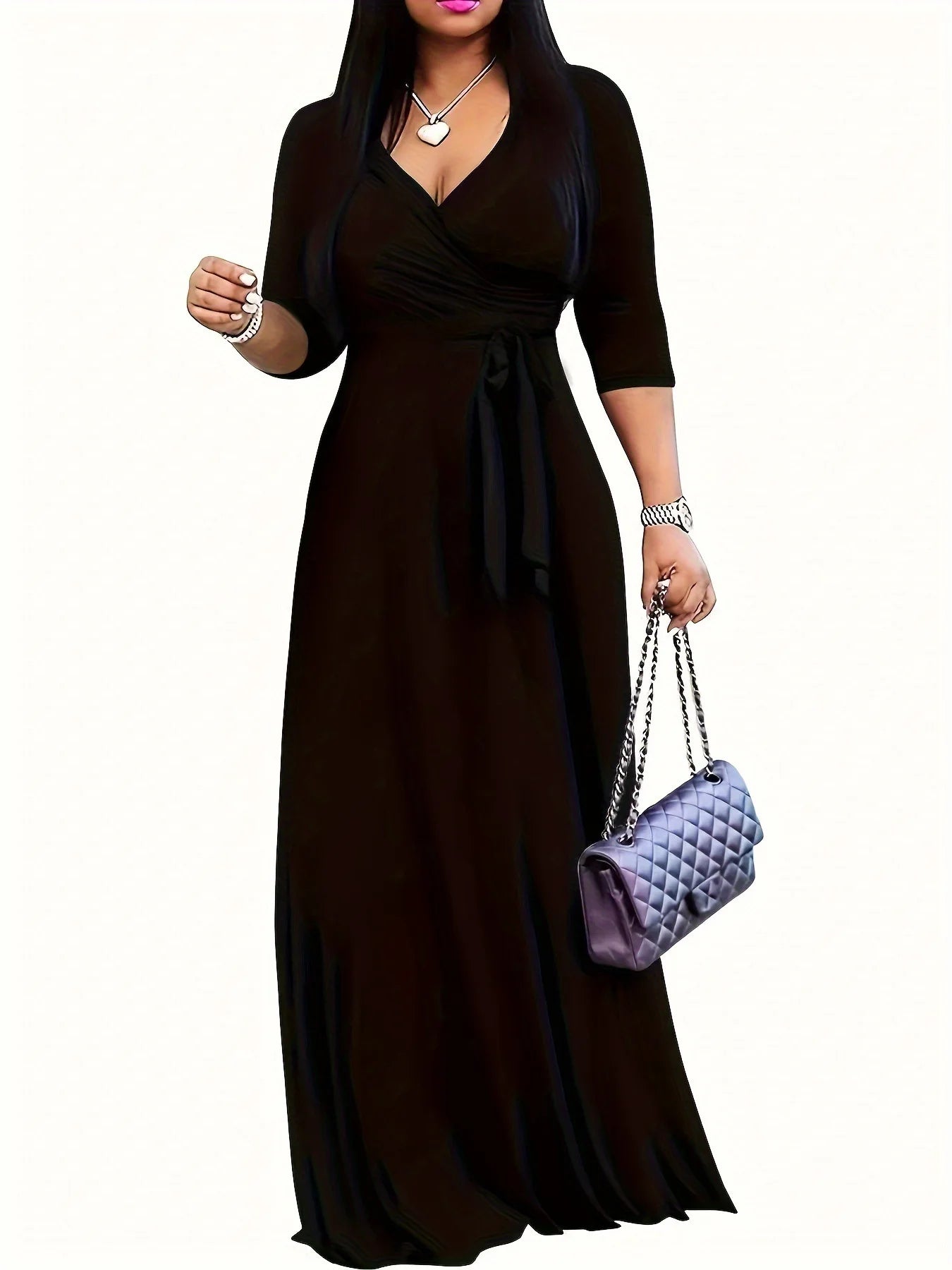 Vestido con estampado de moda para mujer, informal, sexy, con cuello en V profundo, con cordones, suelto, Robe Femme, ropa de mujer para vacaciones de verano