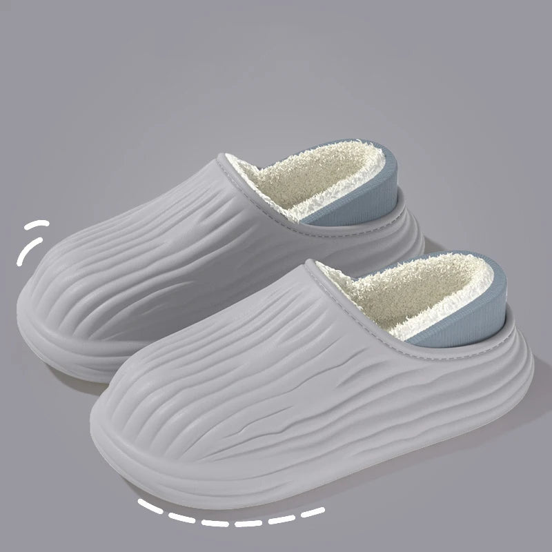 Chaussons d'hiver en coton pour femmes, chauds, antidérapants, semelles épaisses, souples et imperméables, chaussures de maison en peluche pour hommes et couples, pantoufles d'extérieur