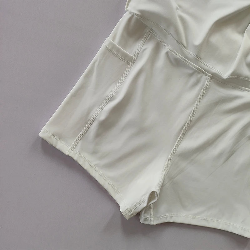 Falda de yoga deportiva, falda pantalón de bádminton y tenis, falda de secado rápido de medio cuerpo con bolsillo, falda pantalón con abertura lateral y tirantes para exteriores