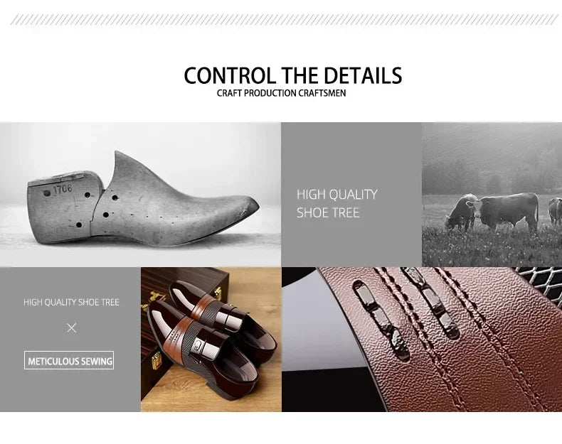 Men's Formal Leather Shoes Black Pointed Toe Man Loafers Party Office Business Casual Shoes for Men Oxford Shoes male Dress Shoe