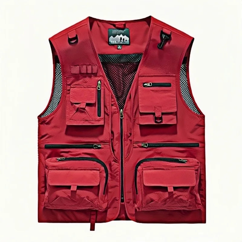 Chaleco de hombre, verano, casual, para fotografía, pesca, chaleco multibolsillos, de ocio al aire libre, para montañismo, sin mangas, con cuello en V, logotipo personalizado