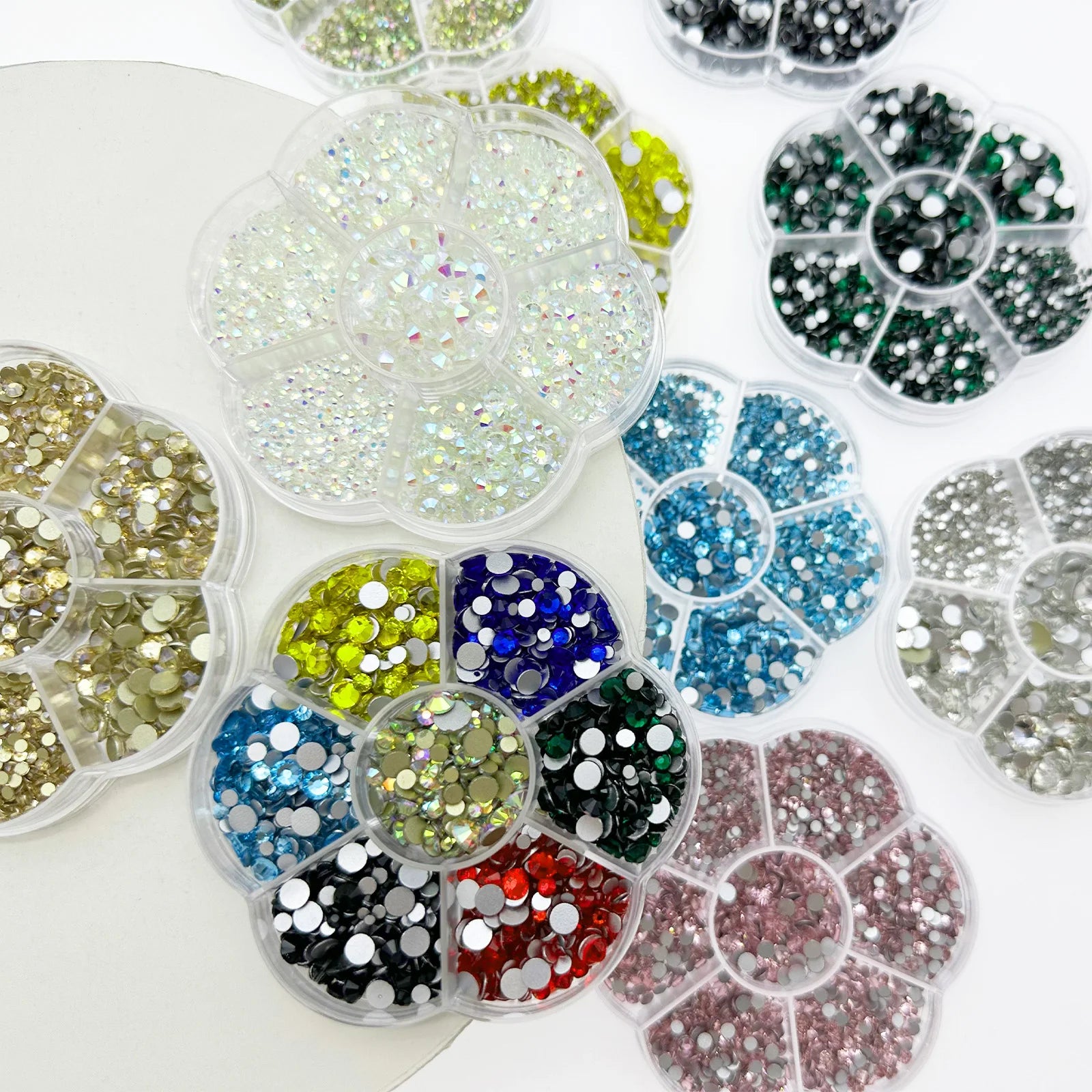 2100pcs Nail Art Rhinestones Flat Back AB White Glass Facial Rhinestones Treasure Flatback Nail Art Decorations