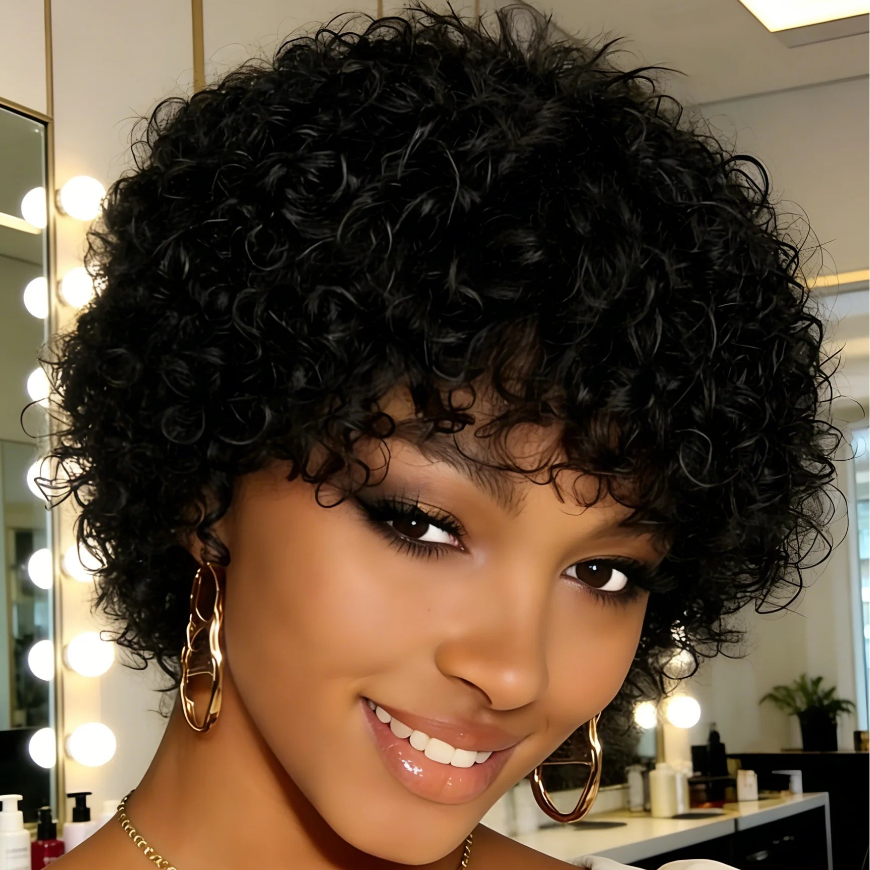Curly Pixie Human Hair Wig