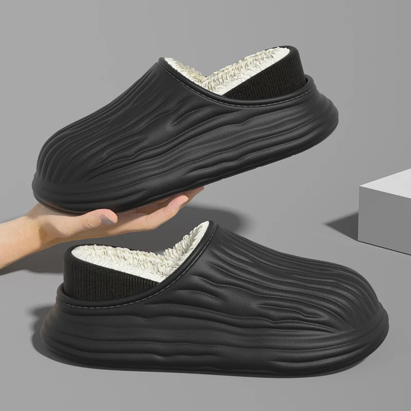 Chaussons d'hiver en coton pour femmes, chauds, antidérapants, semelles épaisses, souples et imperméables, chaussures de maison en peluche pour hommes et couples, pantoufles d'extérieur