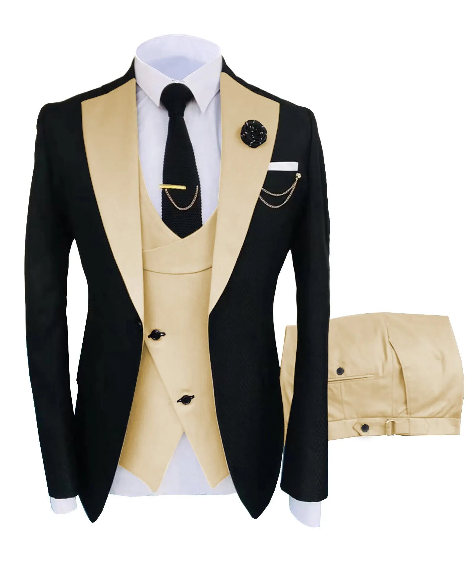 Nuevo Traje de Hombre Ropa Popular Lujo Fiesta Escenario Traje de Hombre Padrinos de Boda Ajuste Regular Esmoquin Conjunto de 3 Piezas Chaqueta+Pantalones+Chaleco