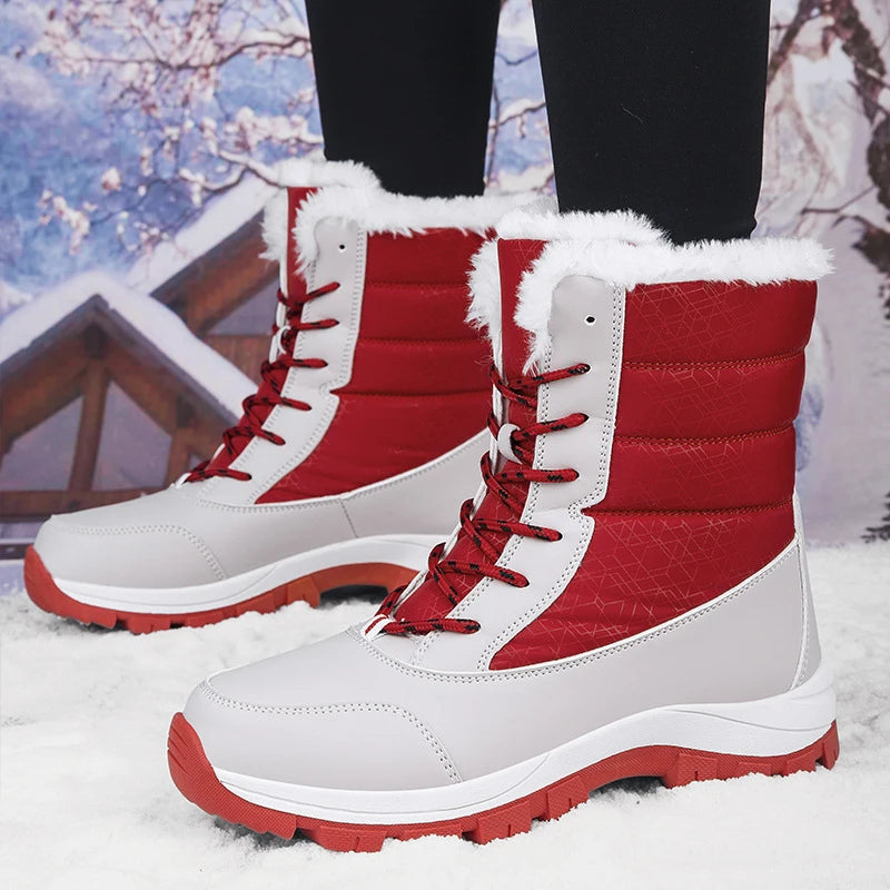 Winter Waterproof Cotton Shoes Black Cold-Proof Boots For Women Outdoor Plus Velvet Thickened Warm Snow Boots For Women New