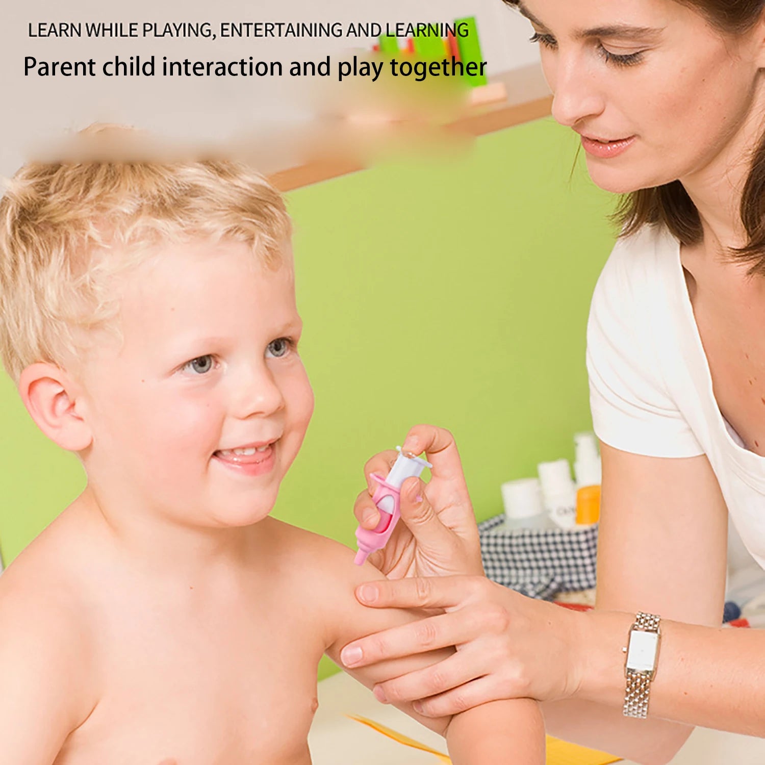 Lekesett for barn, verktøykasse, medisinsk lek, neglect injections, stetoskop, etc., medisinske verktøyleker