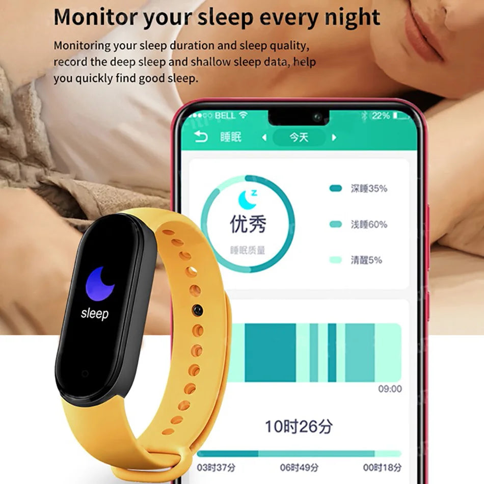 M6 Smartwatch Hombre Mujer Pulsera Inteligente de Fitness Banda Deportiva Monitor de Frecuencia Cardíaca y Presión Arterial Relojes Impermeables Multifunción