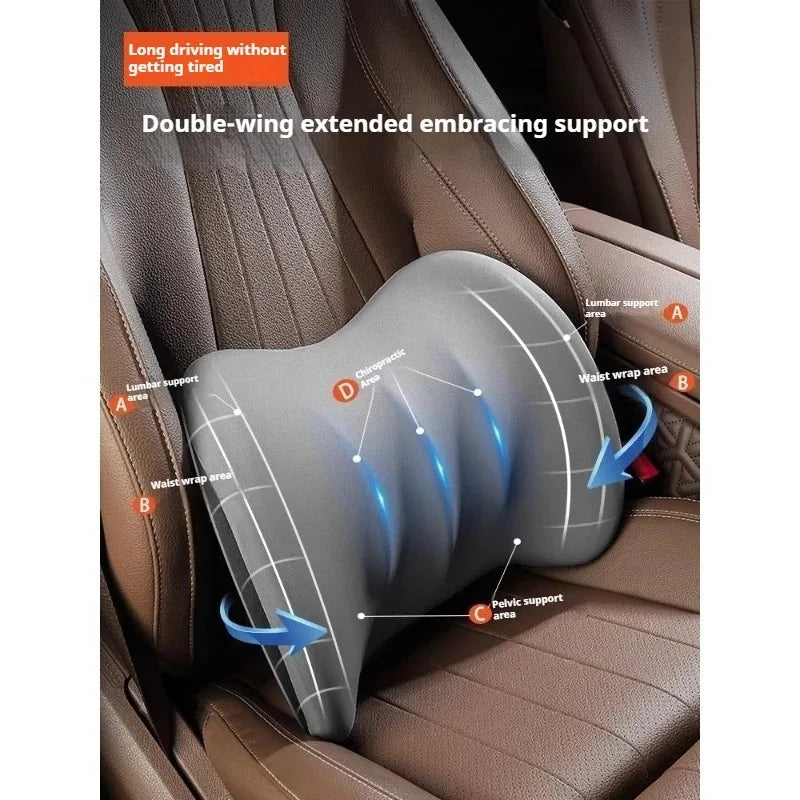 Memory Foam Car Neck Pillow & Lumbar Cushion Set, Ergonomic Backrest & Headrest Support for Driving Comfort, for Most Cars