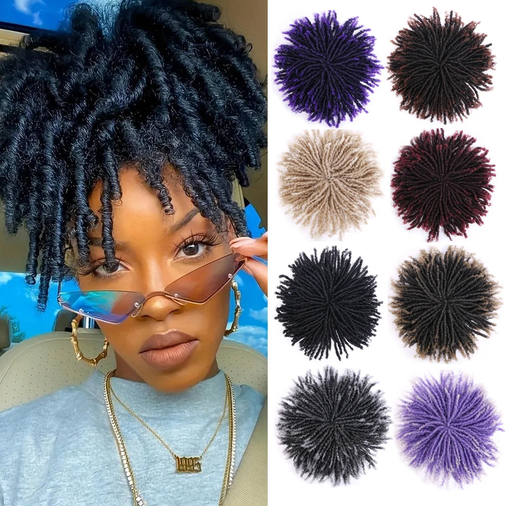 VERVES Dreadlocks Synthétiques Noirs Perruque Dreadlocks Demi-Clip Topper Tresses au Crochet 6 Pouces Courtes Perruque Femme Gris Marron