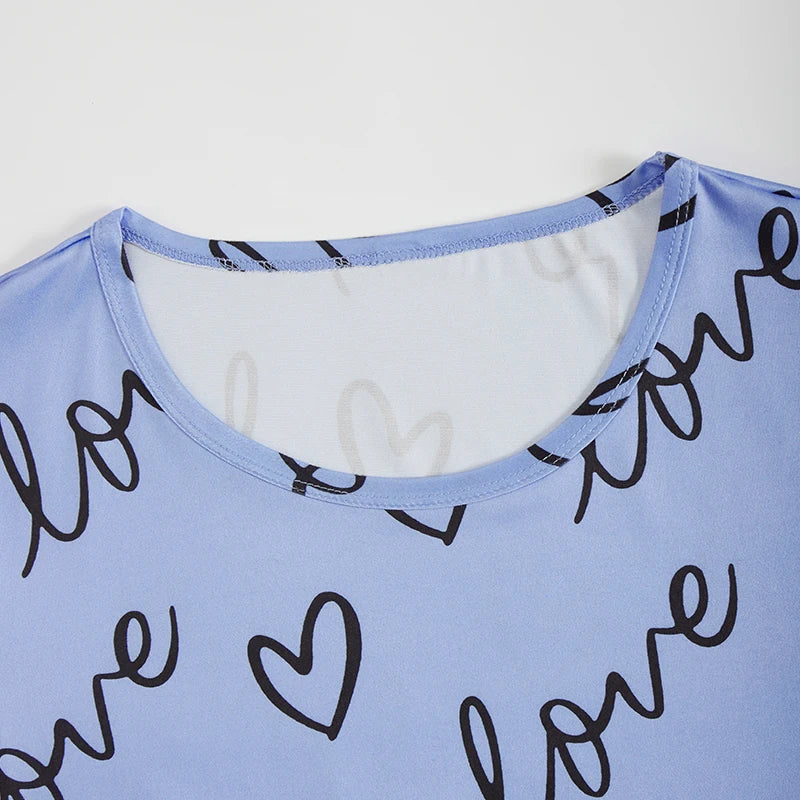 Pijamas de Mujer Conjuntos de Manga Corta Parte Superior y Pantalones Ropa de Dormir 2 Piezas Pjs Ropa de Casa Conjunto de Pijama Estampado de Dibujos Animados Ropa de Dormir