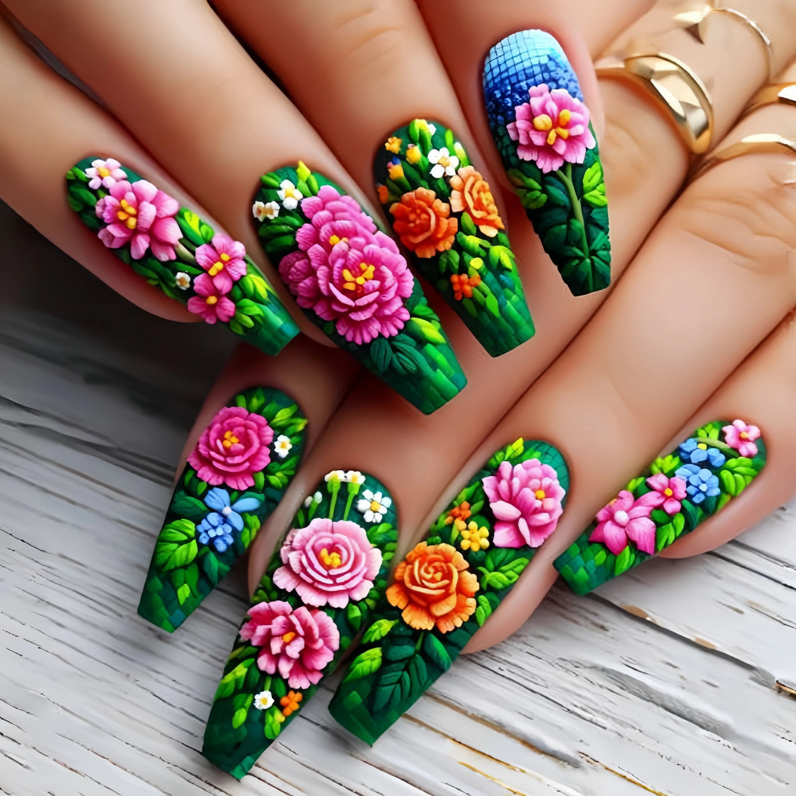 Gradient Flower Ballet Nail Stickers