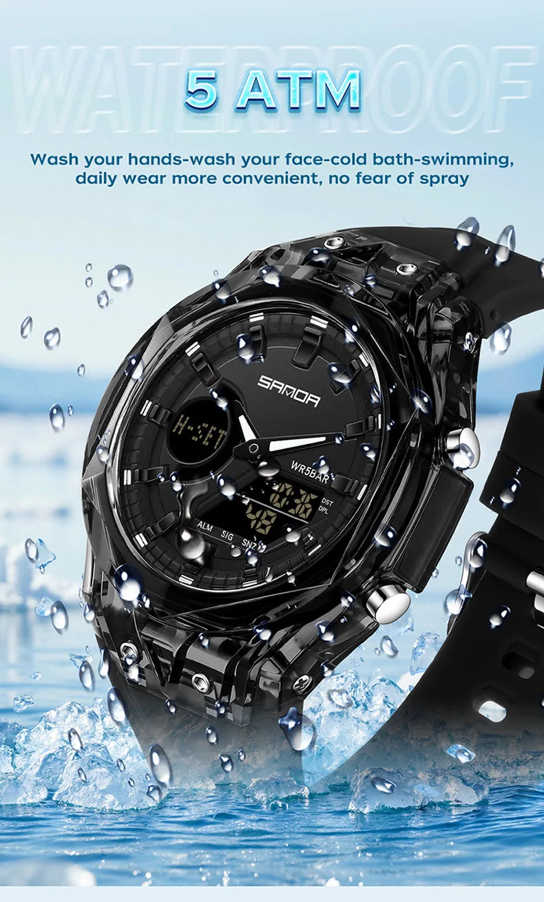 Relojes deportivos digitales para hombre, marca de lujo, relojes de pulsera de cuarzo para hombre, reloj de pulsera multifunción de doble pantalla