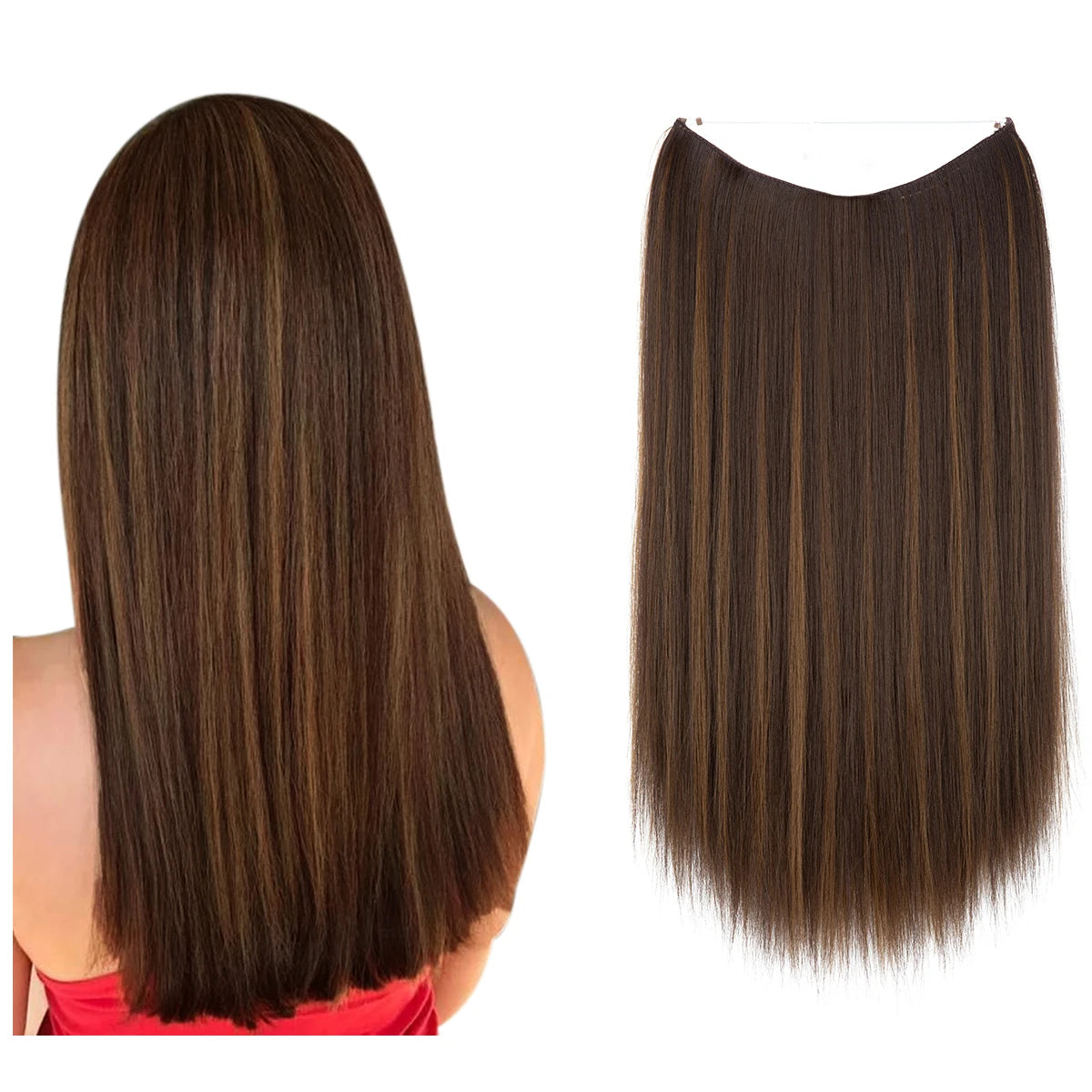 Extensiones de pelo liso con hilo invisible