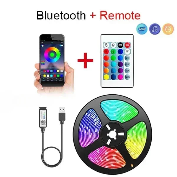 Tira de luces LED RGB de retroiluminación para TV, USB 5V SMD 5050, control remoto y por aplicación, sincronización de música, cinta flexible para decoración de habitaciones y videojuegos