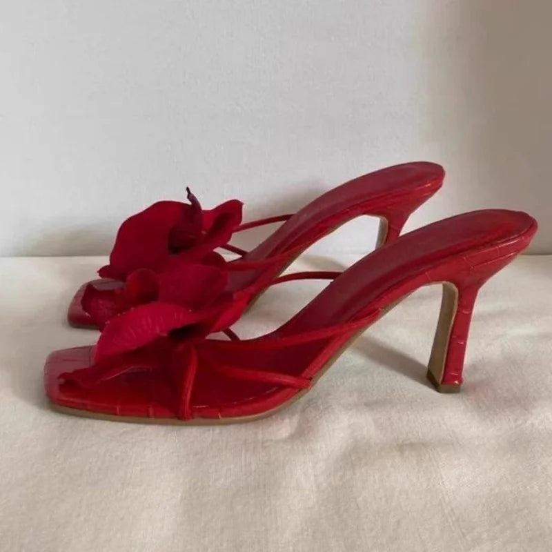 Pantuflas de mujer - Zapatos casuales y elegantes de alta calidad para mujer - Sandalias de mujer poco profundas con diseño elegante de flores - Pantuflas de mujer