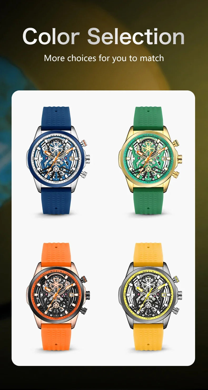 Relojes cronógrafo deportivos para hombre, marca de lujo superior, MEGIR, cuarzo, impermeable, a la moda, reloj de pulsera para hombre con fecha automática y manecillas luminosas