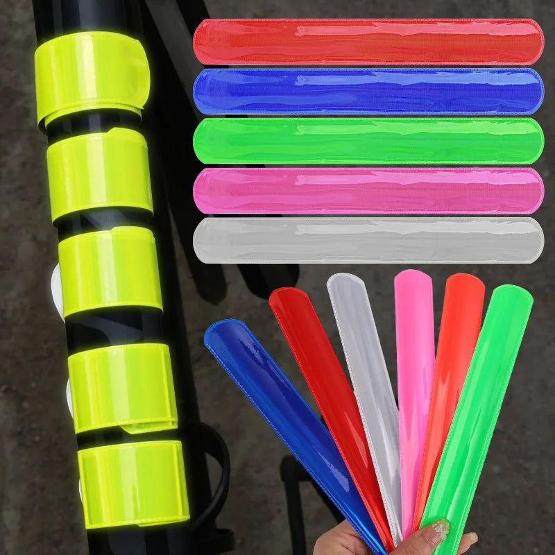 10pcs Bicycle Reflective Strap Safety Leg Pants Ring Shape Reflective Glow Tape Night Sports Jogging Cycling Reflective Arm Band