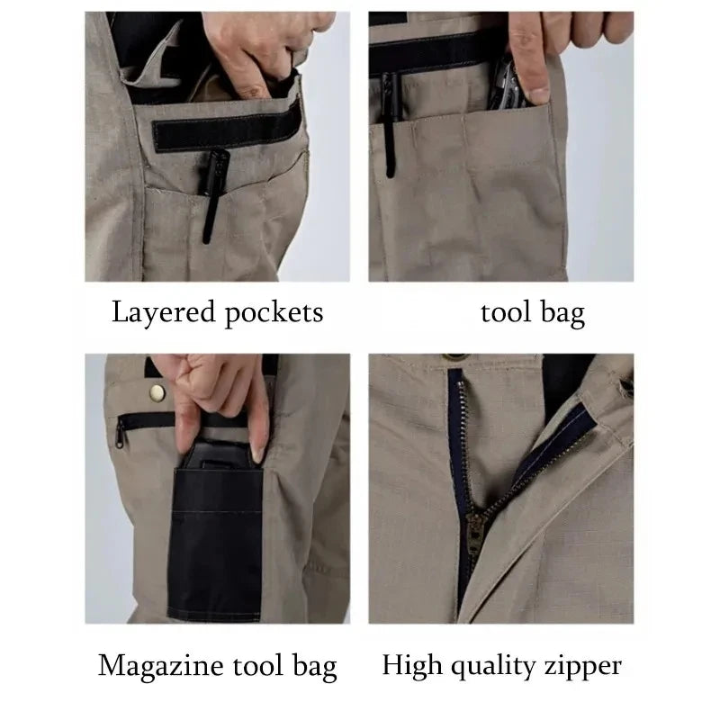 Pantalones de trabajo resistentes al desgaste para hombre, multibolsillos, cargo rectos, pantalones tácticos para correr al aire libre, pantalones casuales de primavera y otoño