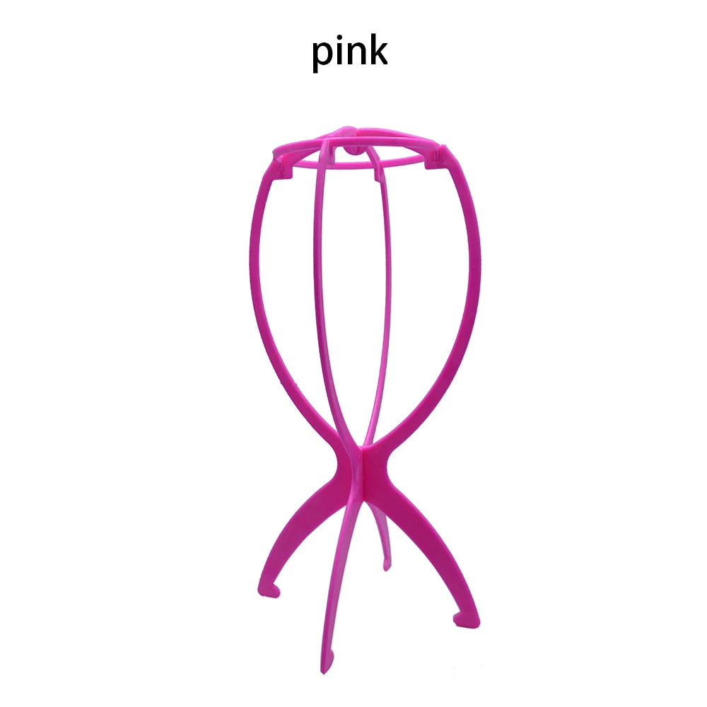 1PCS Soporte Plegable para Peluca Plástico Ajustable Portátil Soporte de Exhibición para Sombrero Maniquí Duradero Cabeza de Maniquí Plástico Negro, rosa, azul
