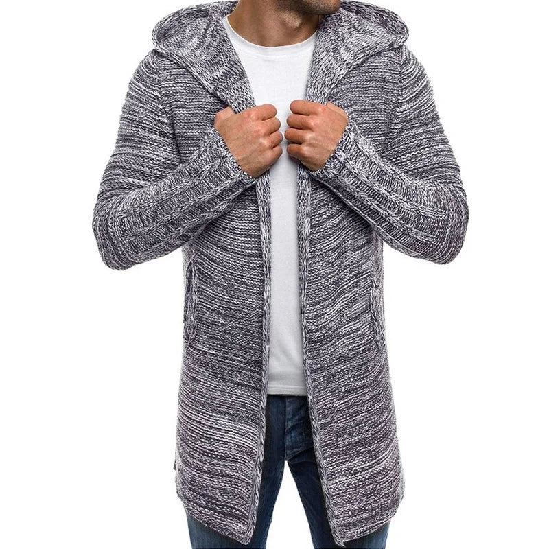 Vestes pour hommes, pull décontracté à capuche flocon de neige, cardigan tricoté mi-long, manteaux d'extérieur pour hommes, printemps-automne 2022