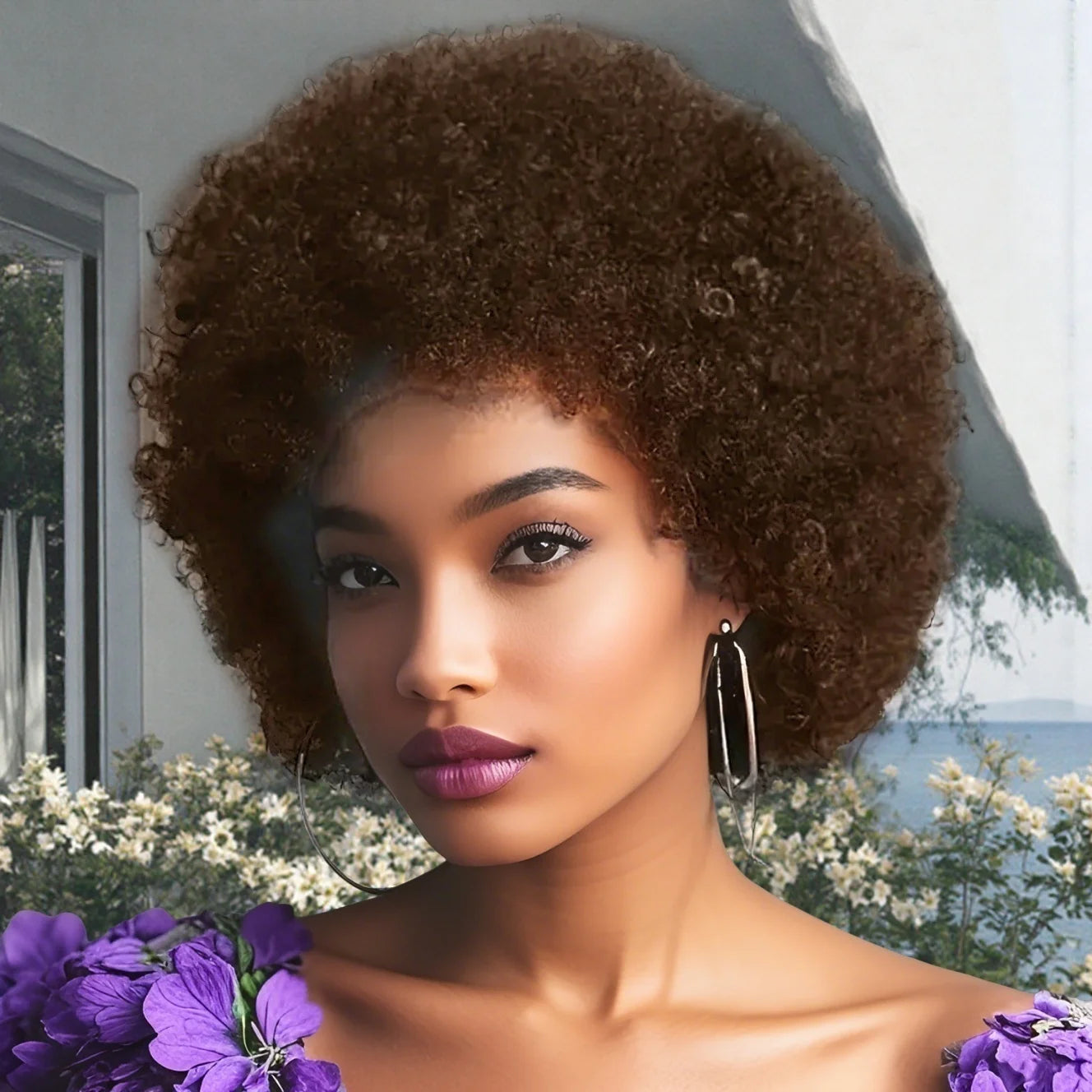 Peluca rizada afro.