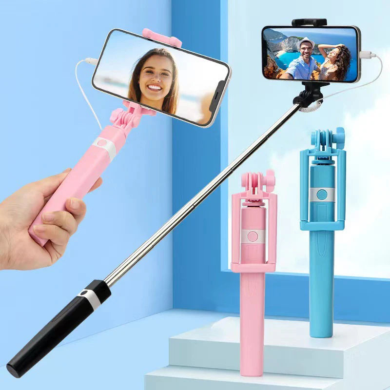 New Wire Controlled Selfie Stick Suitable 3.5MM Type-C Plug Mini Portable Selfie Stick