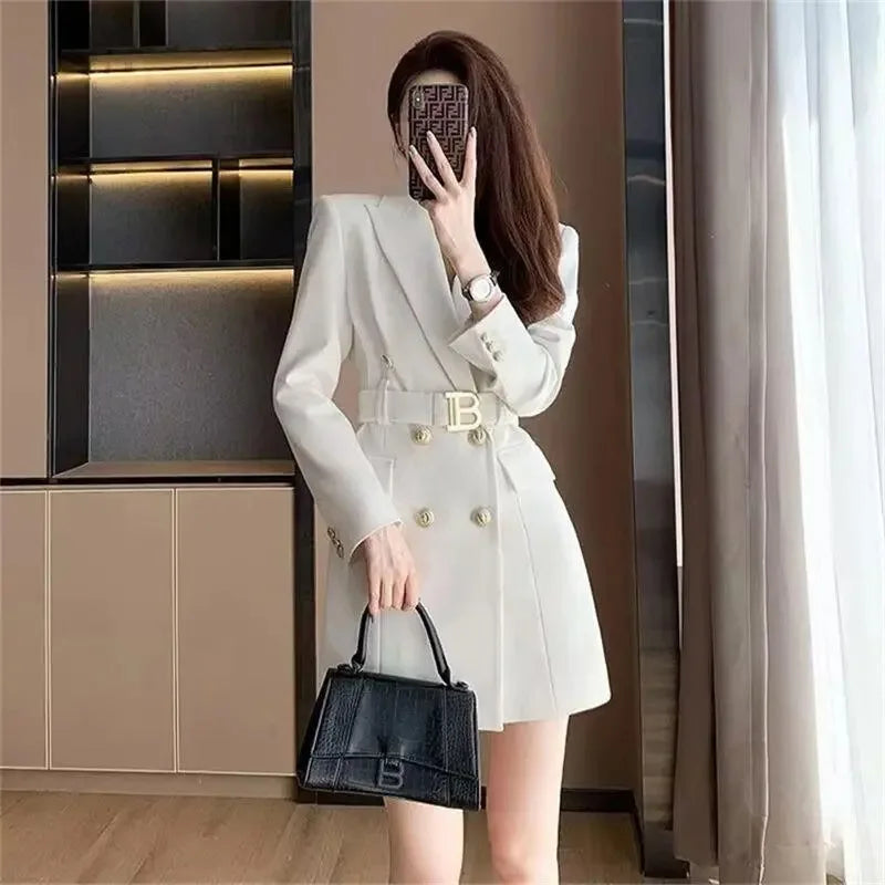Vestido de verano de nuevo estilo, de moda, elegante, para mujer, pequeña fragancia francesa, vestido blanco de alta calidad, falda de traje con diseño de nicho de verano