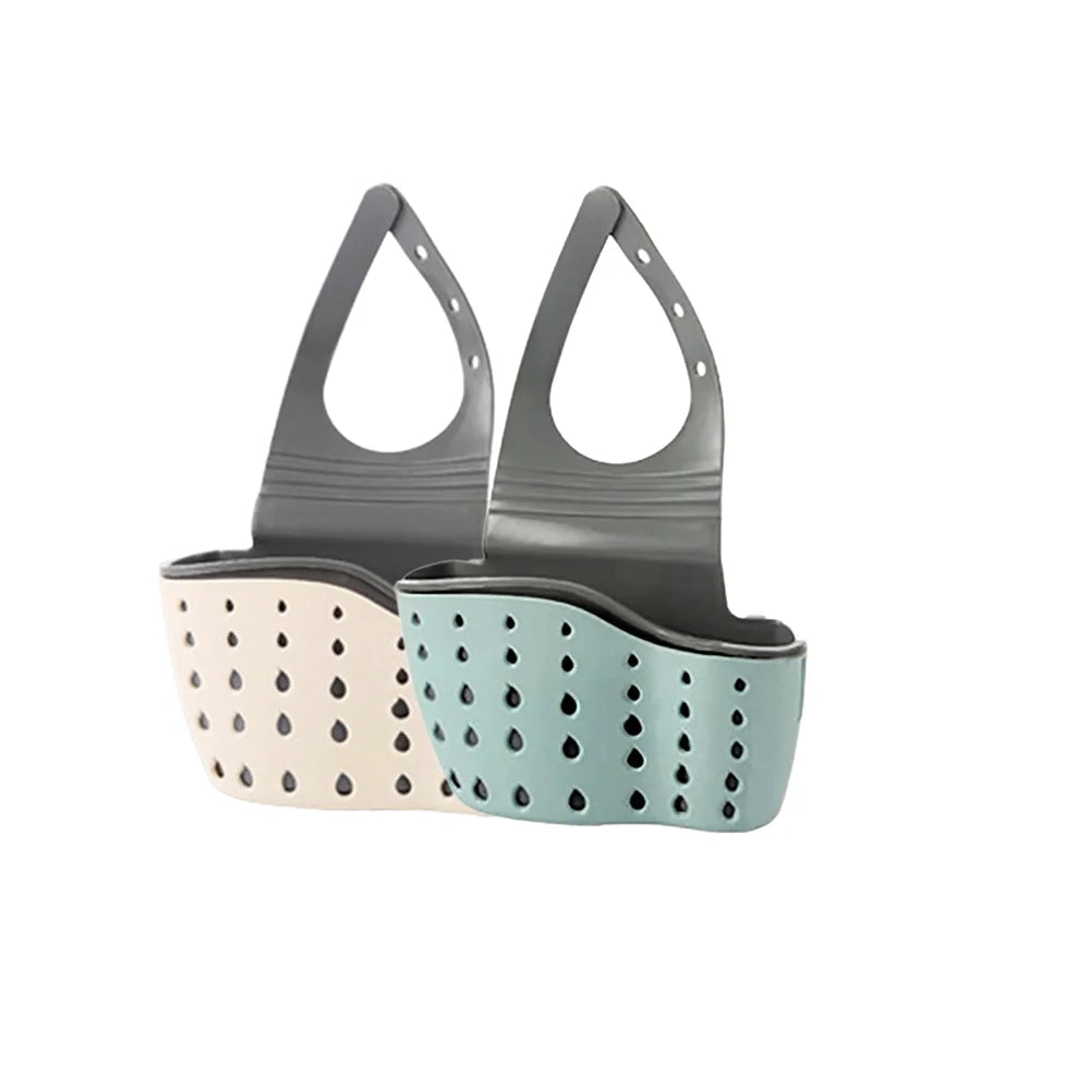 Cesta de drenaje de almacenamiento para el hogar, soporte para fregadero de cocina, jabón ajustable, esponja, estante, bolsa colgante, cesta de drenaje, accesorios de cocina
