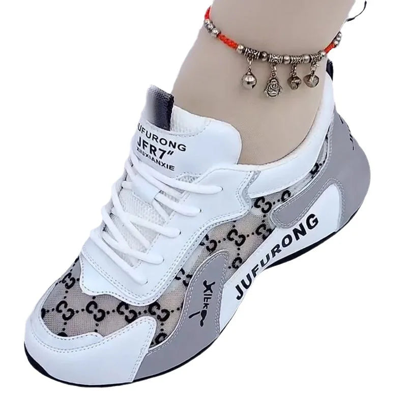 Women Casual Sneakers Summer New Print Fashion Breathable Mesh Lace Up Sports Shoes for Women Designer Shoes Zapatos De Mujer