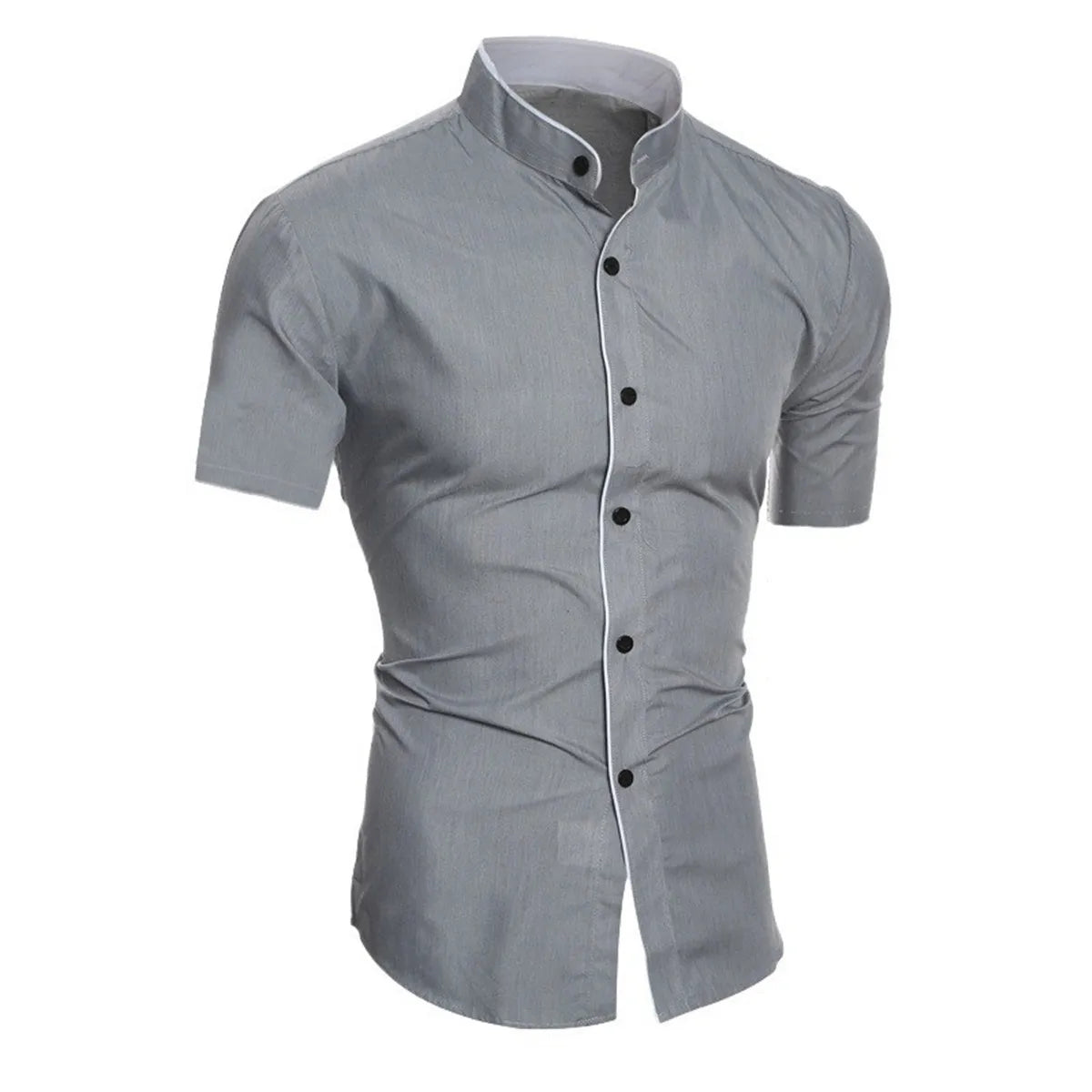 Nueva camisa de manga corta para hombre, lisa, informal, para ir al trabajo