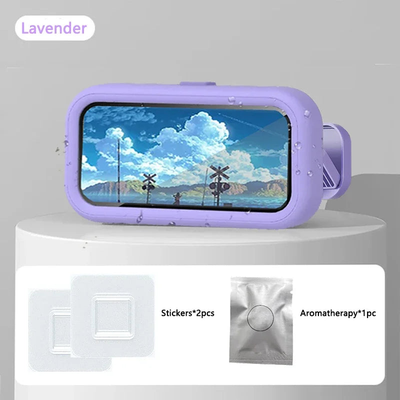 Soporte de teléfono para ducha con altavoz - Rotación 480°, Soporte de pared para teléfono para ducha, Funda de ducha impermeable anti-niebla para teléfonos de 4 a 7 pulgadas