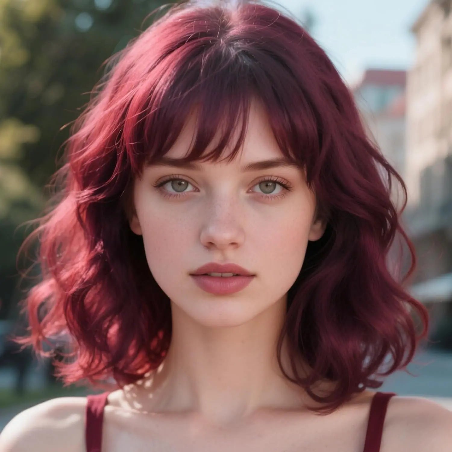 Natural Brown Synthetic Curly Wavy Bob Wig with Bangs for Women