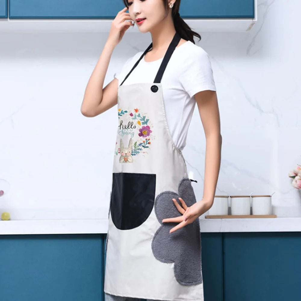 Aprons for Woman Kitchen Apron Household Apron for Kitchen Accessories Oil-Proof Baking Waterproof Wipeable Kitchen Apron