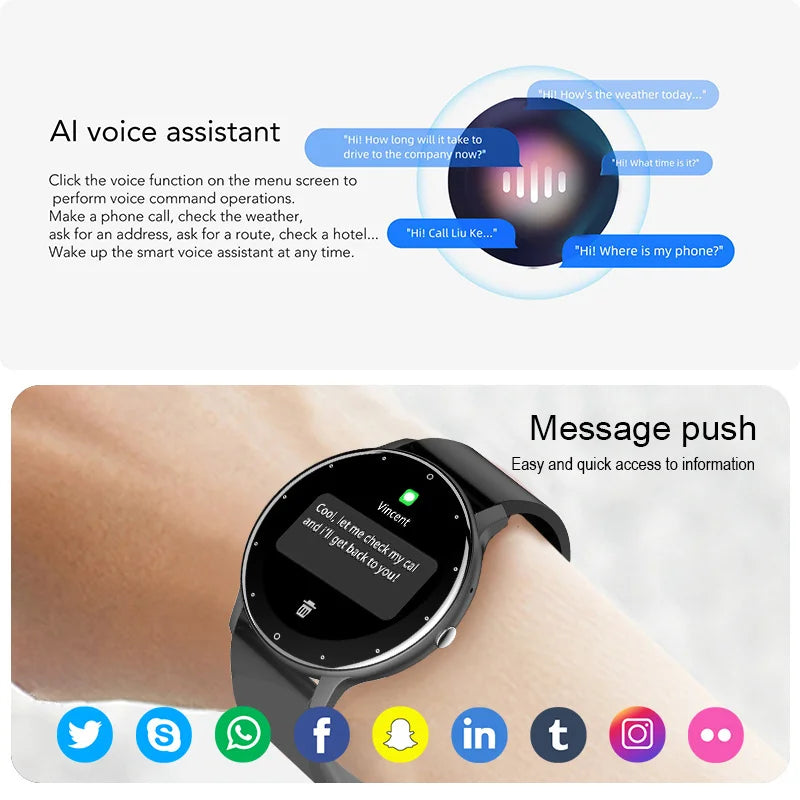 LIGE Smart Watch Women Men Full Touch Screen Bluetooth 5.2 Call Waterproof Watches Sports Fitness Tracker Factory IP67 ZL02 New