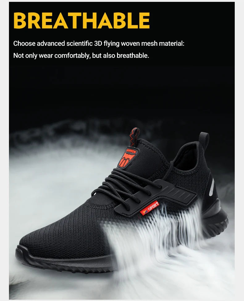 Zapatillas de trabajo con puntera de acero para hombre, zapatos de seguridad a prueba de perforaciones, botas de trabajo, calzado de seguridad indestructible de moda
