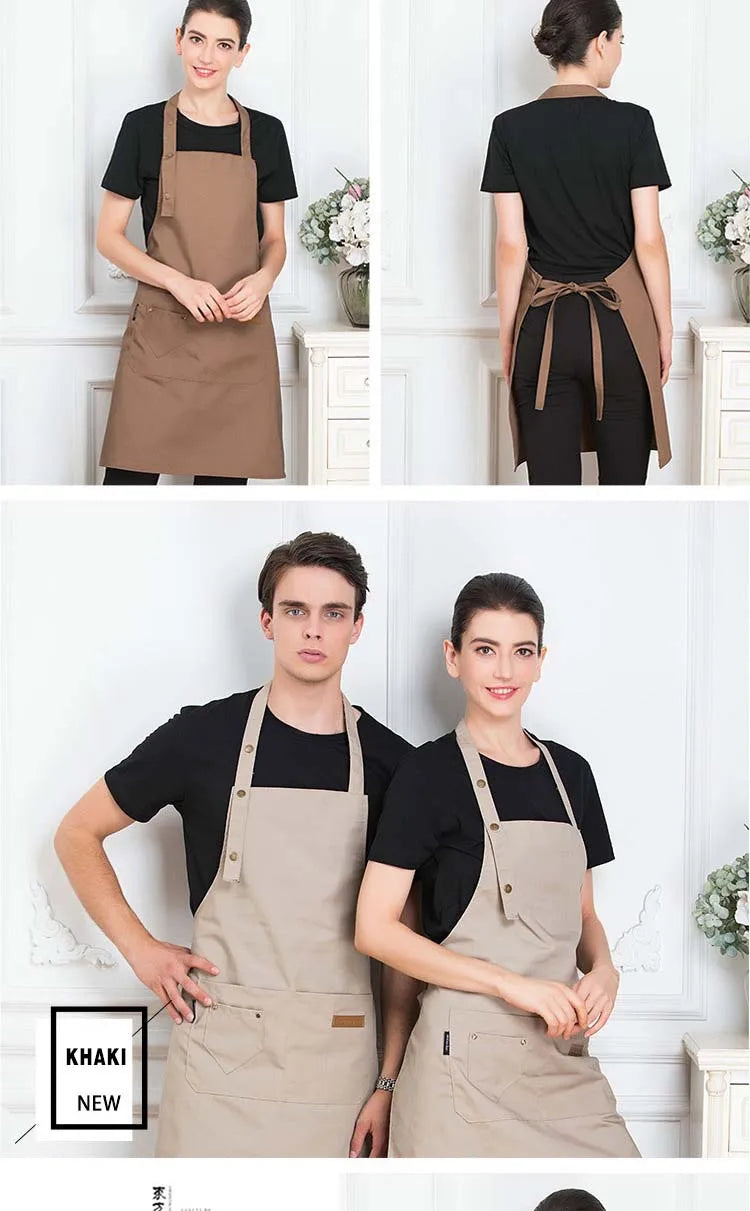 Nouveaux tabliers de cuisine tendance pour femmes et hommes, tabliers de travail pour chefs, pour grillades, restaurants, bars, boutiques, cafés, salons de beauté, studios de manucure, uniformes