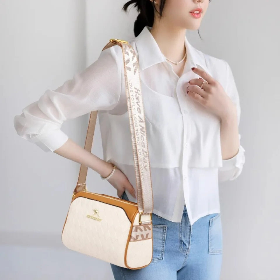 Bolsos de lujo para mujer, bolsos de diseñador, bolsos cruzados para mujer, bandoleras de cuero suave Pu para madre, bolsos de mano de 3 capas