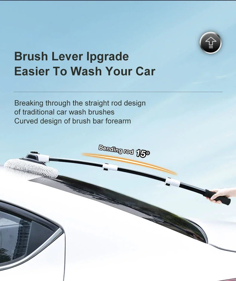 Cepillo de lavado de coches Cepillo de limpieza de coches Mopa de mango largo telescópica Cepillo de chenilla de pelo suave Escoba de chenilla de pelo suave Accesorios universales para lavado de ventanas de coches