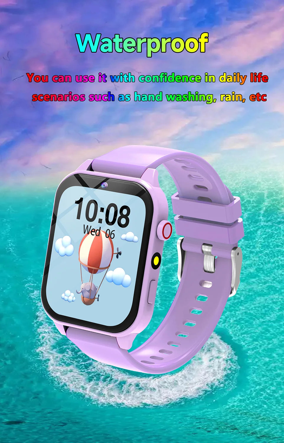 Montre connectée pour enfants, écran tactile HD, caméra, 18 jeux, surveillance du sommeil, réveil, calculatrice, cadeau d'anniversaire pour garçons et filles