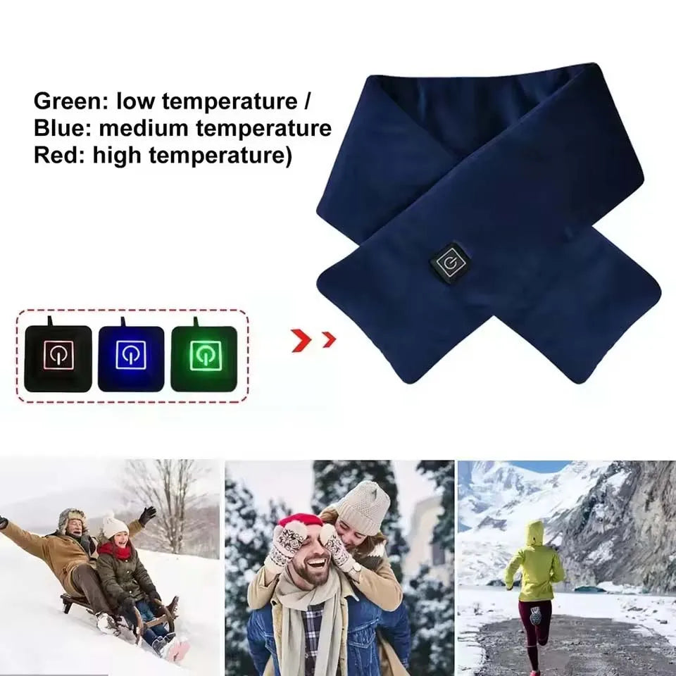 Écharpe chauffante USB pour femmes et hommes, 3 niveaux de température, polaire lavable, chauffe-cou électrique, piles non incluses, idéale pour le camping