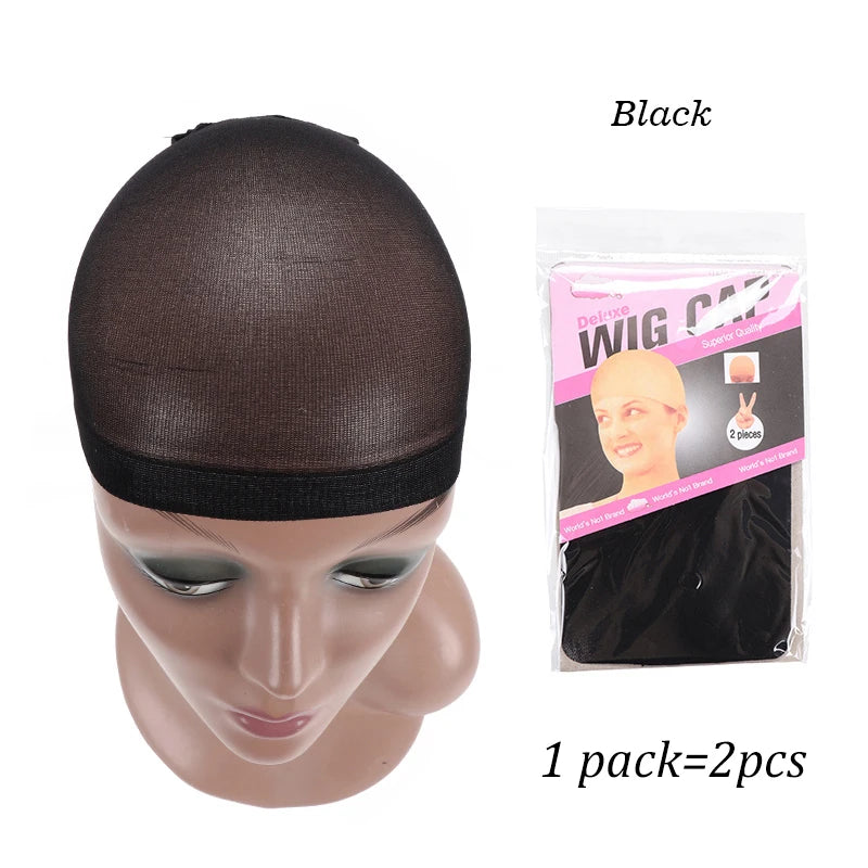 Top Stocking Wig Cap Hair Net For Weave 2pcs Hair Wig Nets Black Brown Stretch Mesh Wig Cap For Making Wigs Free Size
