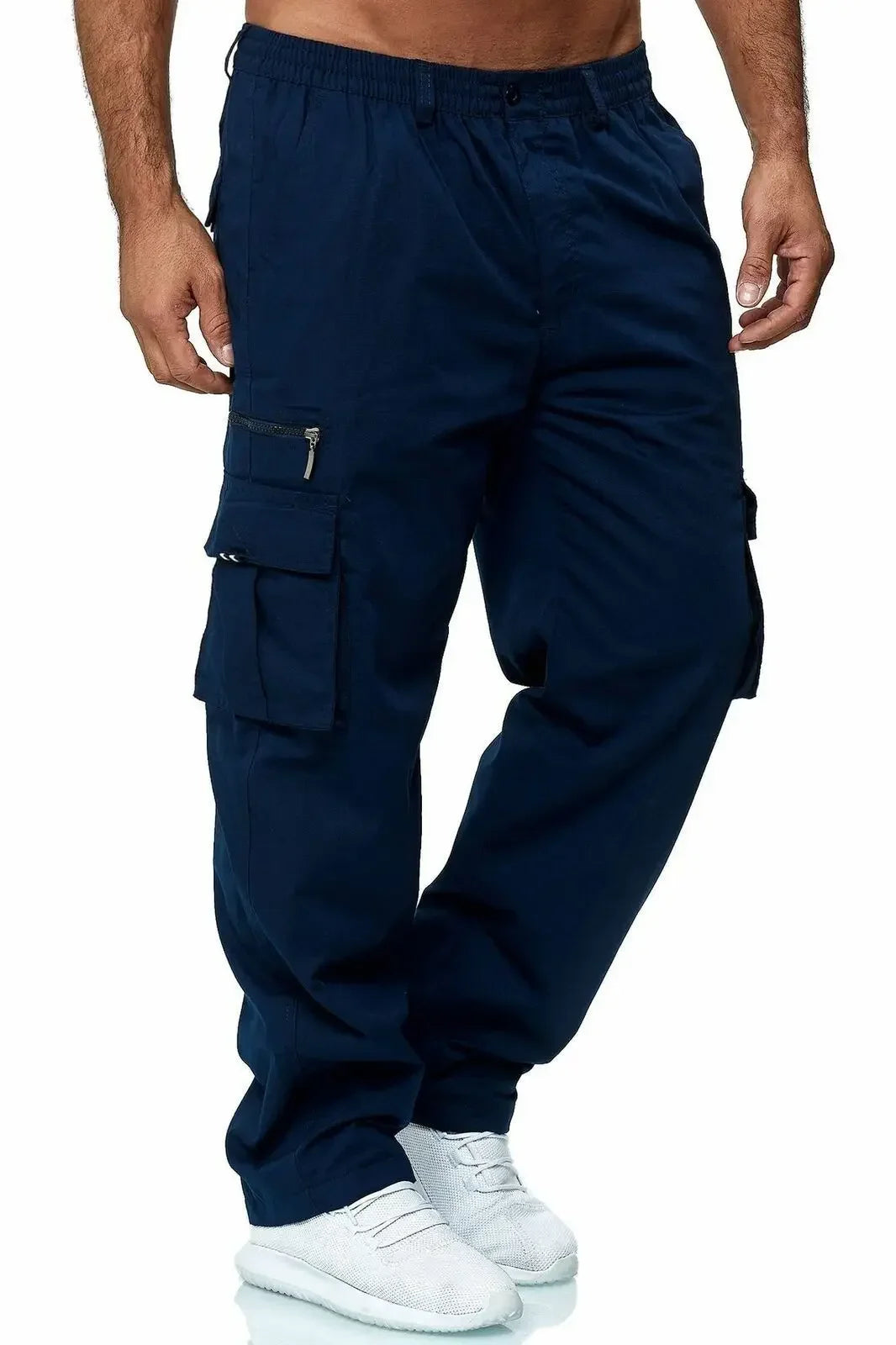 Pantalones de trabajoPantalones de trabajo informales para hombre con múltiples bolsillos, pantalones largos de pierna recta sueltos para exteriores, pantalones casuales de fitness para hombre